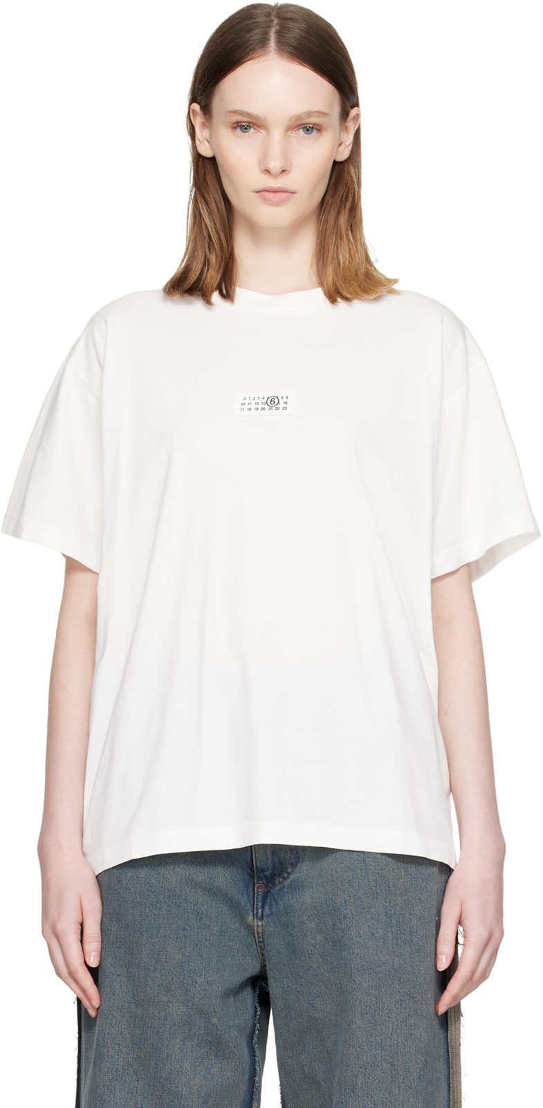 오프화이트 Label Cotton Jersey T-shirt 262188F110018