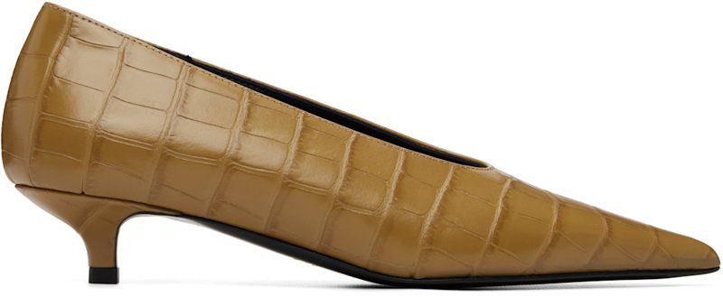 TOTEME Beige Sharp CROCO-EM[보스]ED Kitten Heels 262771F122002