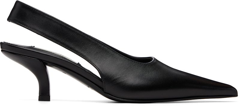 TOTEME Black Classic Leather Slingback Heels 262771F122001