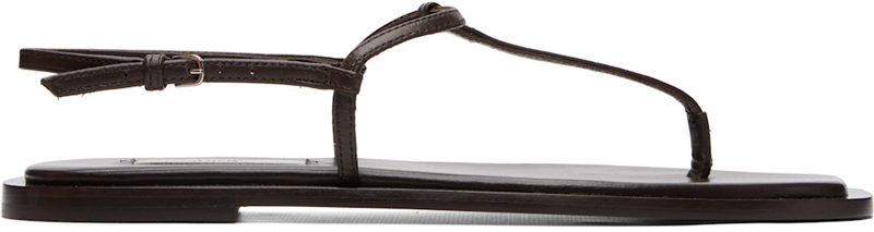 TOTEME Brown T-Strap Nappa Sandals 262771F124001