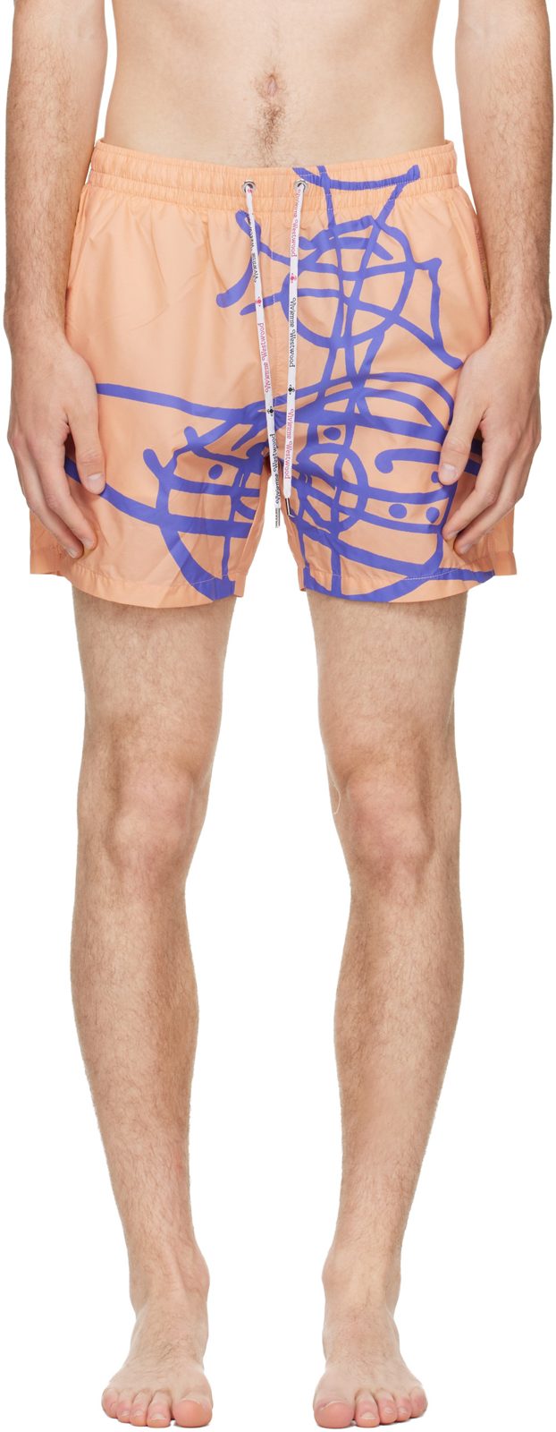 Orange Surf Boxer Swim Shorts 261314M208011
