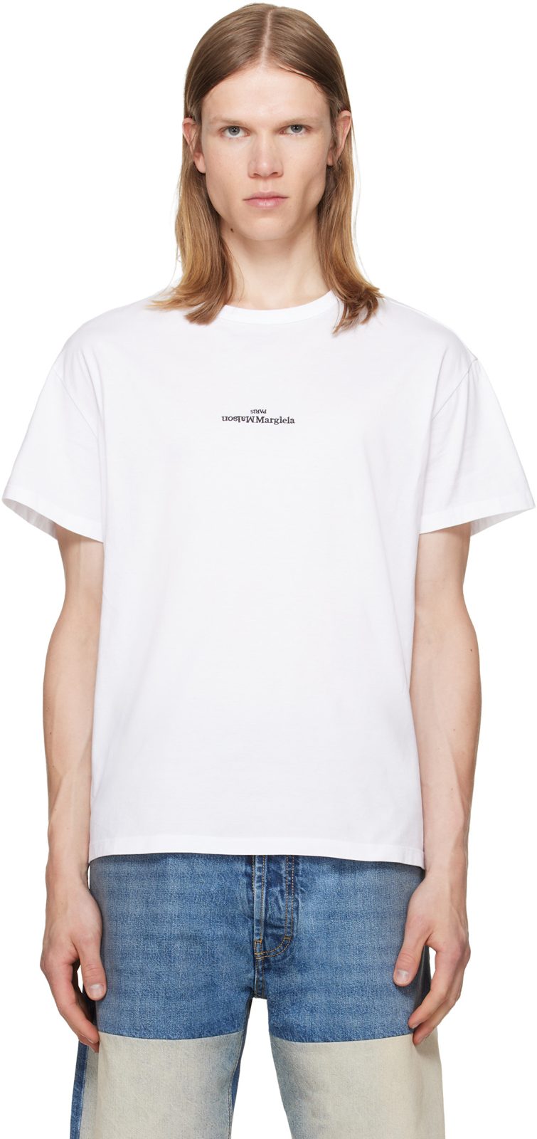 White Distorted Logo T-shirt 262168M213003