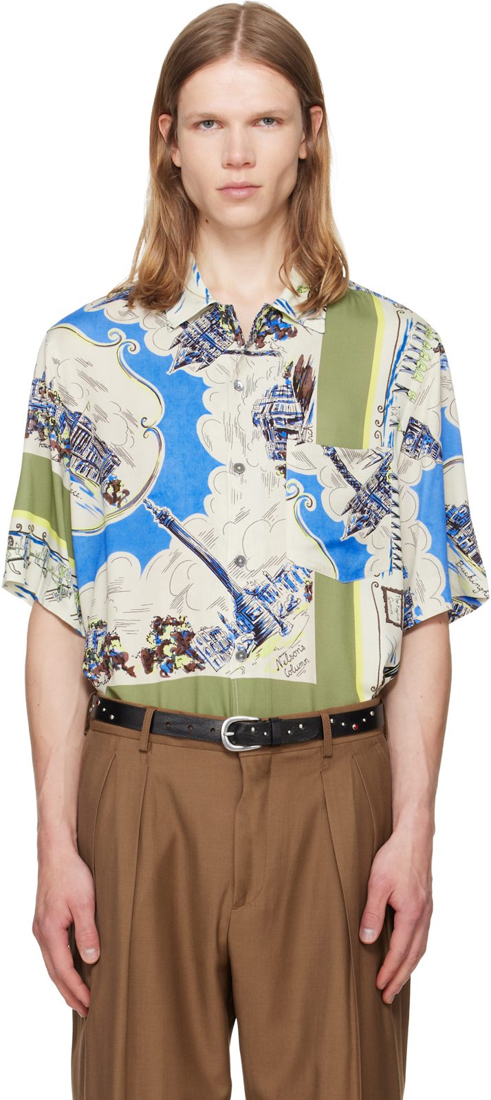 Paul Smith Multicolor London Scarf Print Viscose Shirt 262260M192011