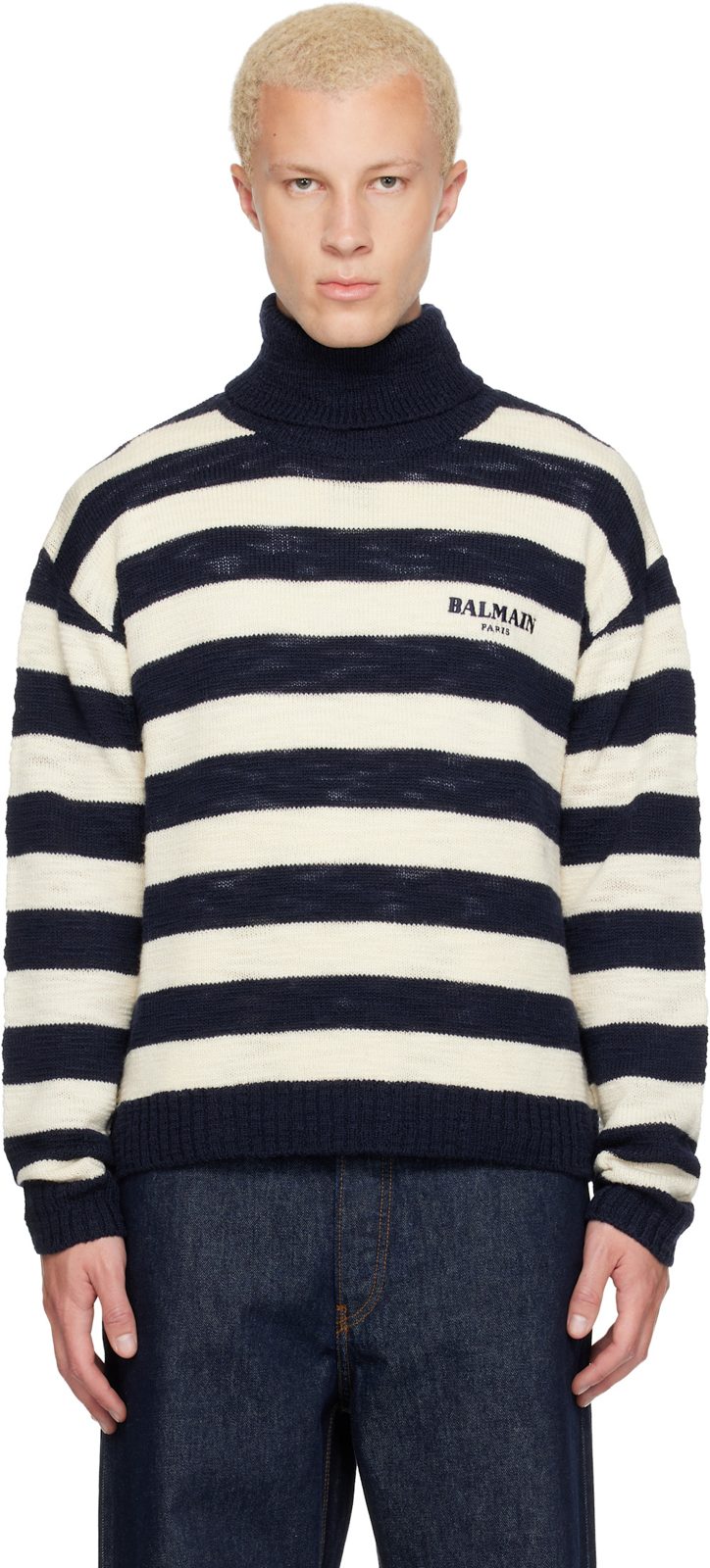 Navy & [오프화이트] Mariniere Vintage Wool Turtleneck 262251M205000