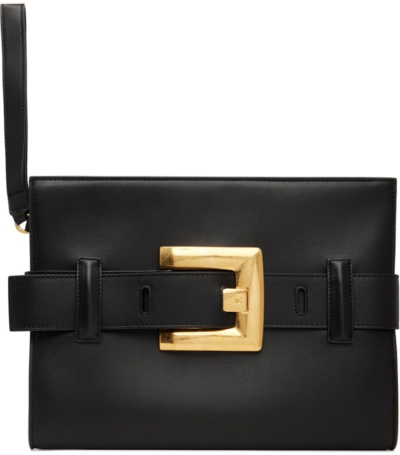 Black Anthem Smooth Leather Clutch 262251F045003
