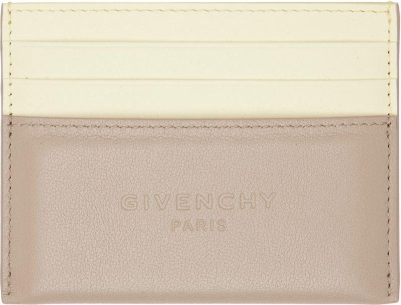 Beige & Taupe Padded Card Holder 262278M163007
