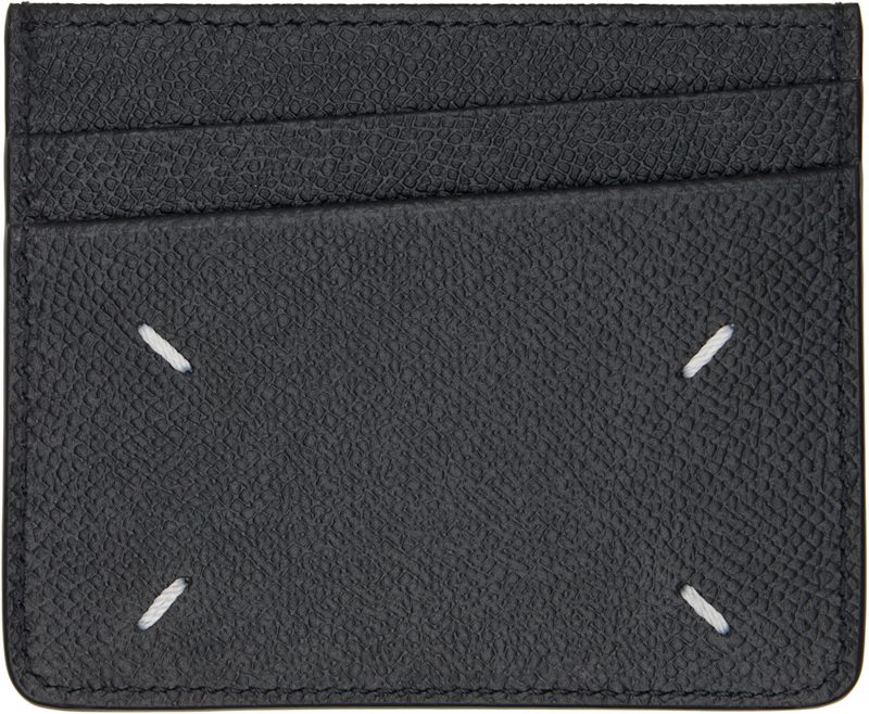 Black Four Stitches Card Holder 262168M163006