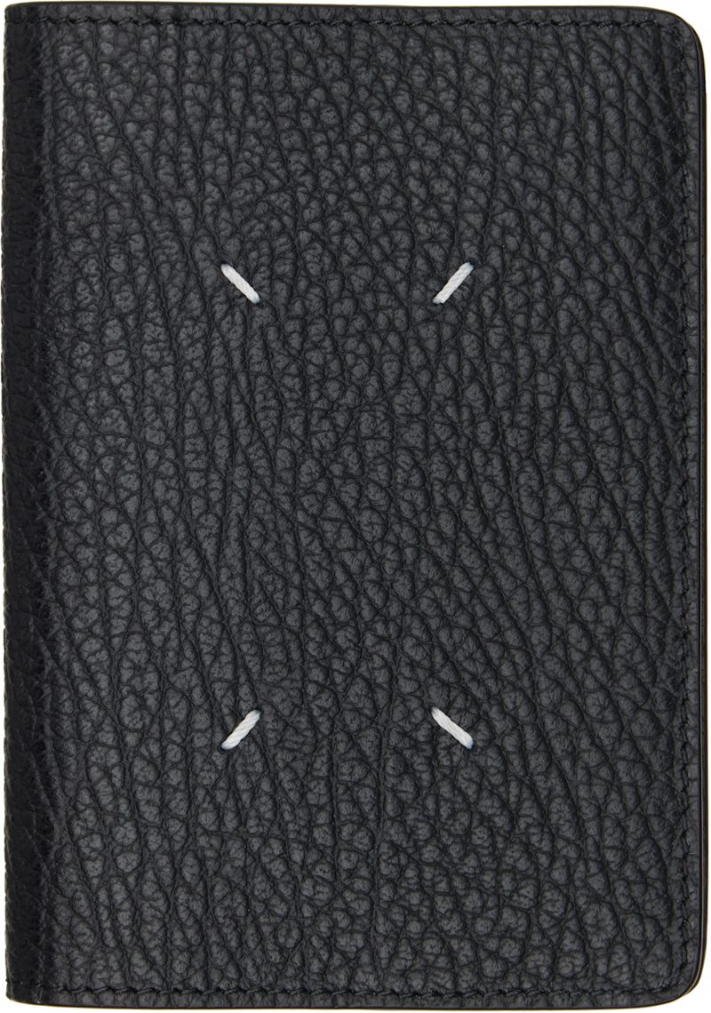 Black Four Stitches Passport Holder 262168M162001