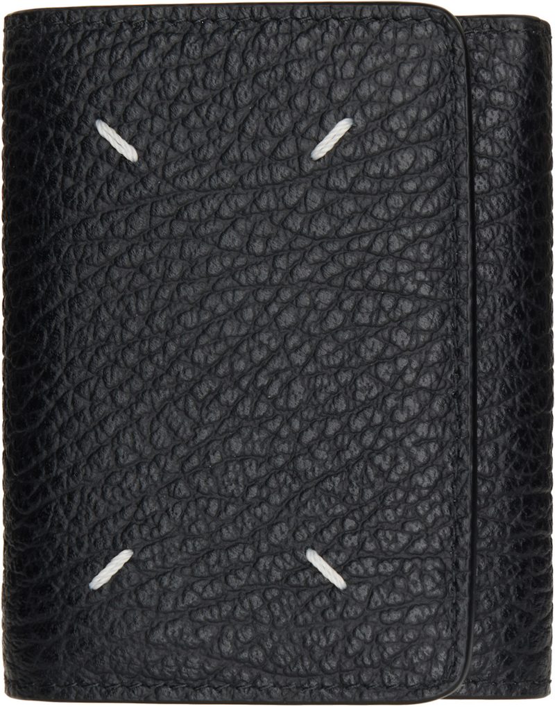 Black Four Stitches Trifold Wallet 262168M164000