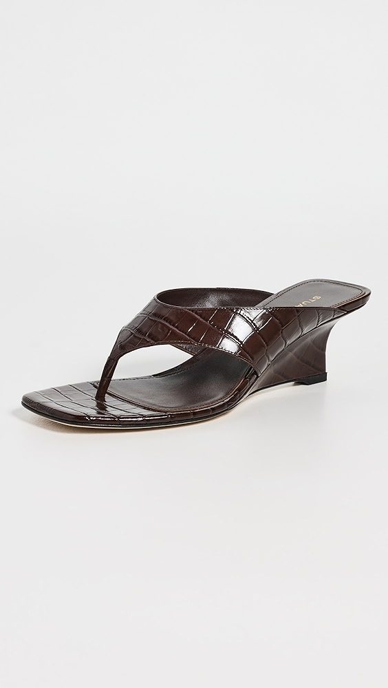 Stuart Weitzman Vinnie Wedge Sandals 50mmm_Walnut
