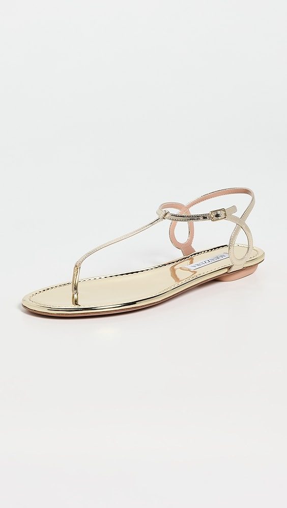 Aquazzura Almost Bare Sandal Flats_Soft Gold