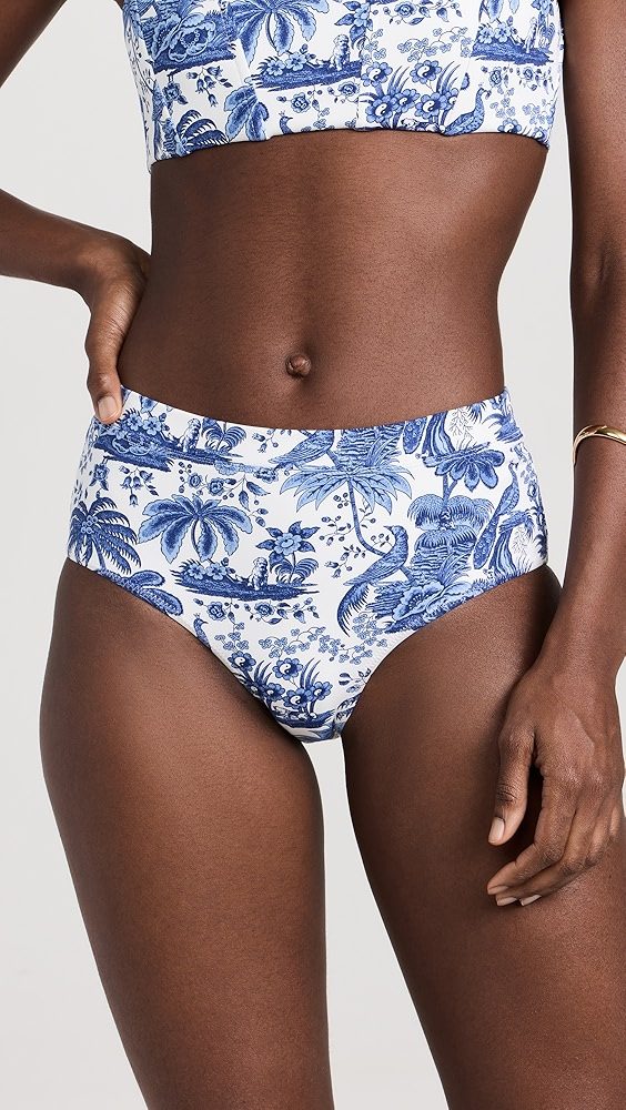 STAUD Devon High Rise Bikini Bottoms_Blue Toile