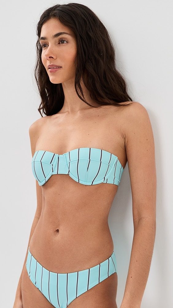 STAUD Jo Balconette Bikini Top_Pool Stripe