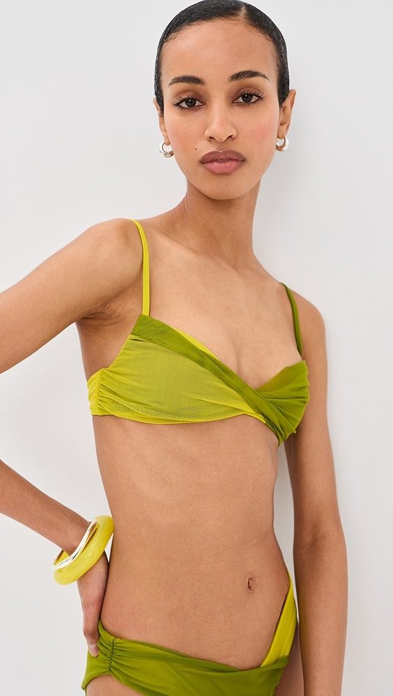 STAUD La Mer Bikini Top_Citron/Pesto