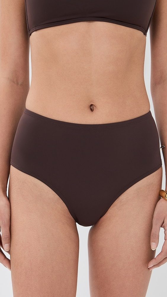 STAUD Devon High Rise Bikini Bottoms_Dark Chocolate