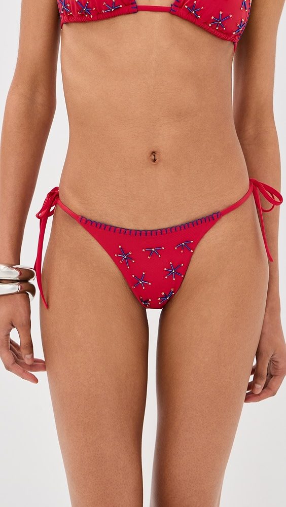 STAUD Sisley Side Tie Bikini Bottoms_Painted Foulard