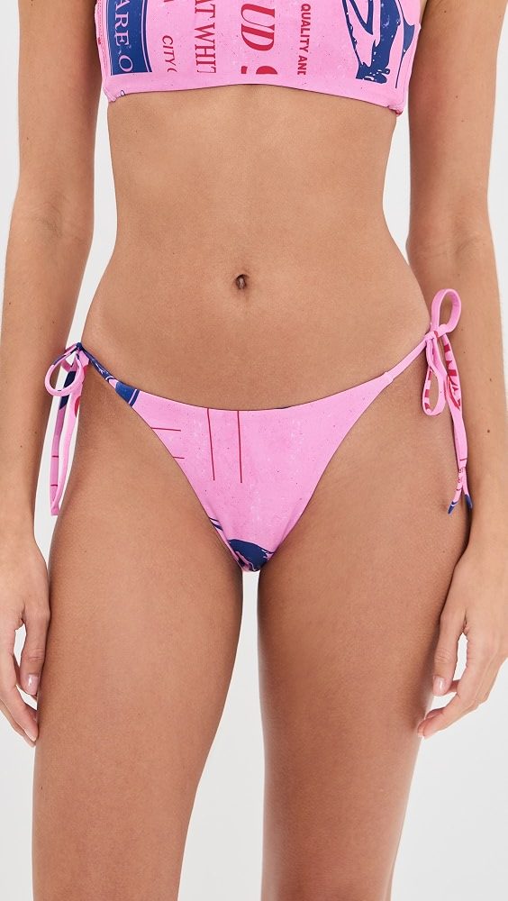 STAUD Sisley Side Tie Bikini Bottoms_Parcel Print Pink