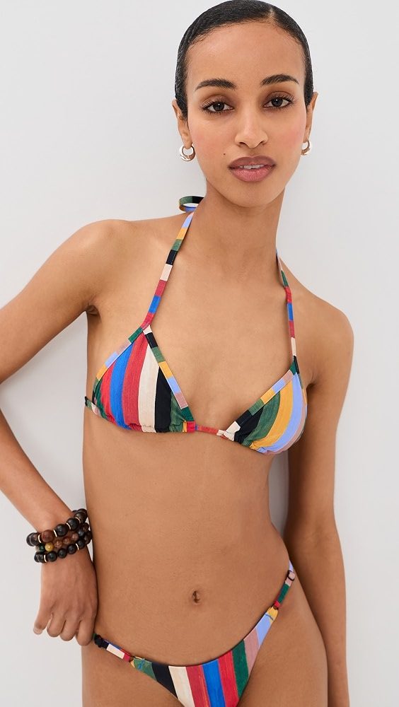 STAUD Lido Triangle Bikini Top_Artist Stripe