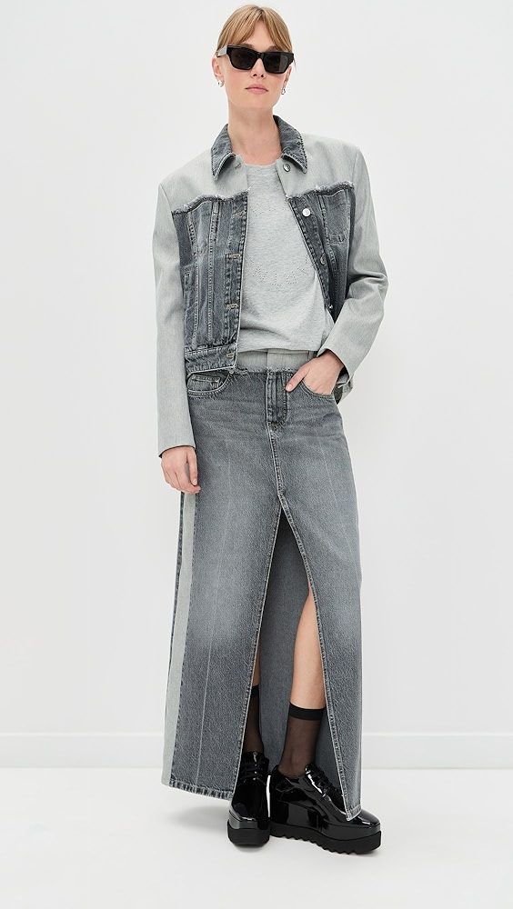 Tailoring Mixed Skirt_Grey Wash
