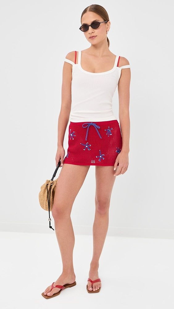 STAUD Zya Mini Coverup Skirt_Painted Foulard