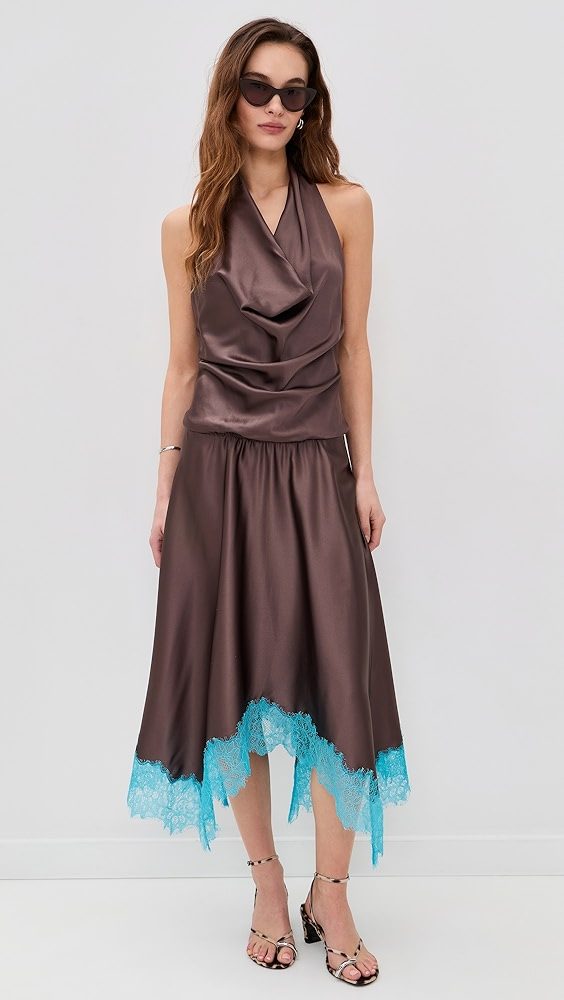 STAUD Elira Silk Dress_Mink / Pool