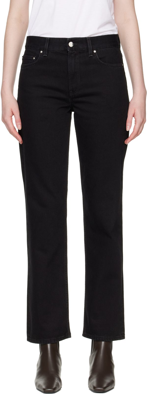 TOTEME Black Low Straight Jeans 262771F069004