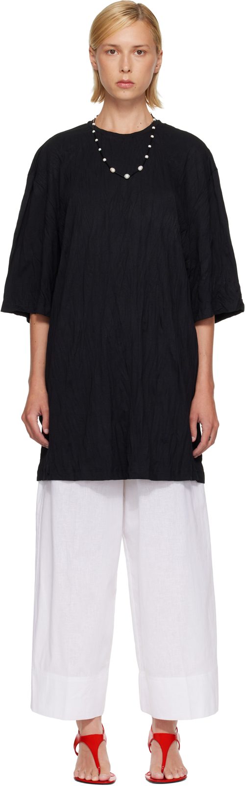 TOTEME Black Relaxed Tee Minidress 261771F052005
