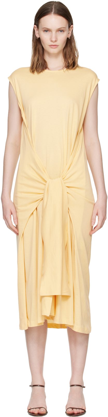 TOTEME Yellow Tie-Waist Jersey Midi Dress 262771F054004