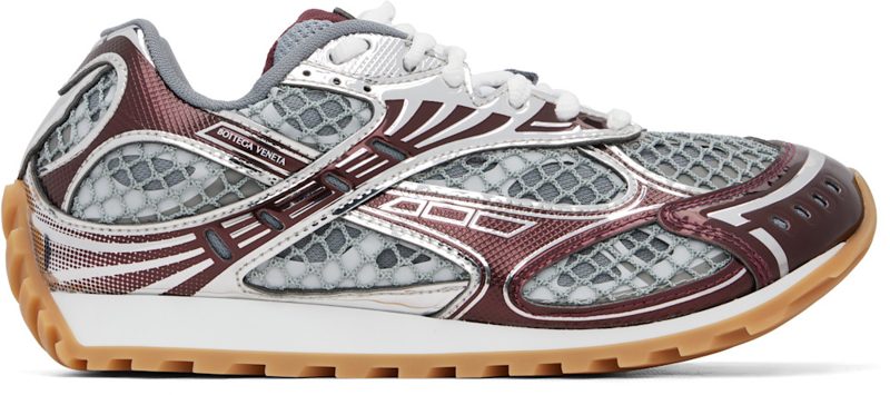 Burgundy & Silver Orbit Sneakers 252798F128004