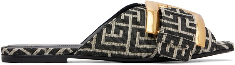 Black Flat Monogram Jacquard Anthem Sandals 262251F124000