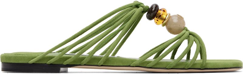 Green Lova Mule Flat Sandals 262528F124005