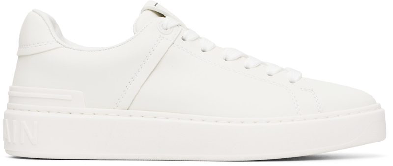 White B-Court Calfskin Sneakers 262251M237002