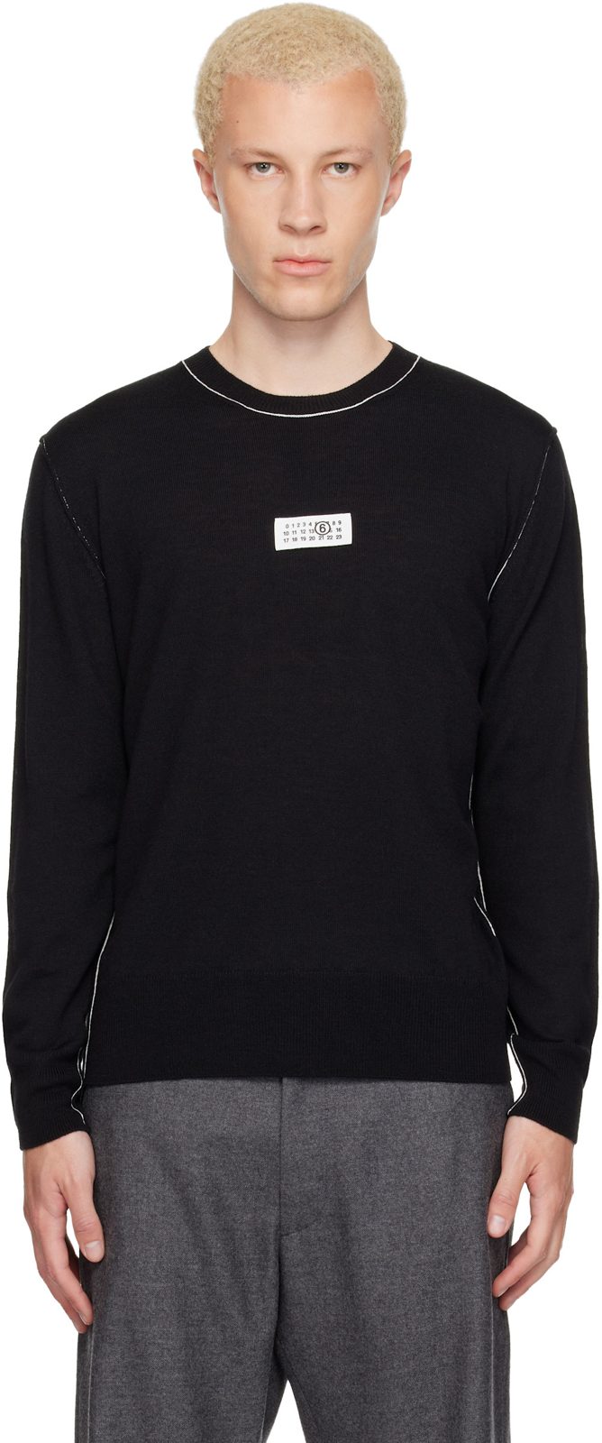 Black Crewneck Sweater 262188M201007