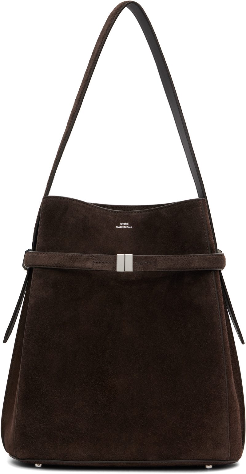 TOTEME Brown Belted Suede Bucket Bag 262771F048002
