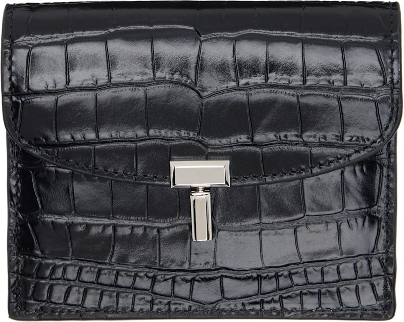 TOTEME Black T-Lock CROCO-EM[보스]ED Card Holder 262771F037000