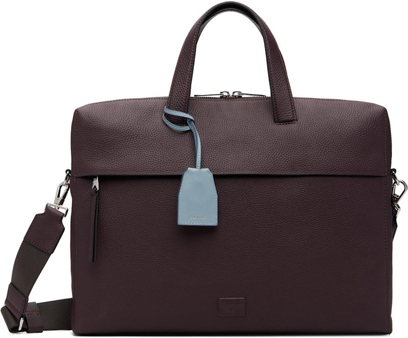 Paul Smith Burgundy Leather Double-Zip Folio Briefcase 262260M167001
