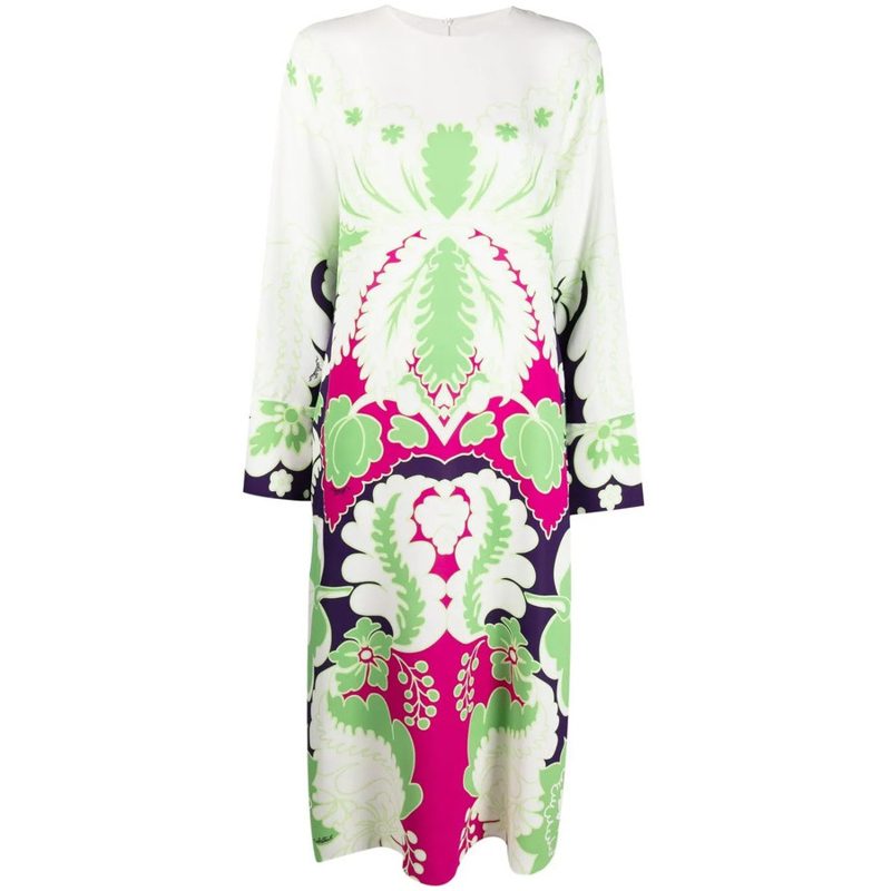 Garavani Floral Print Silk Midi Dress