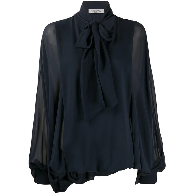 Garavani Pussybow Pouf Sleeve Blouse_Blue