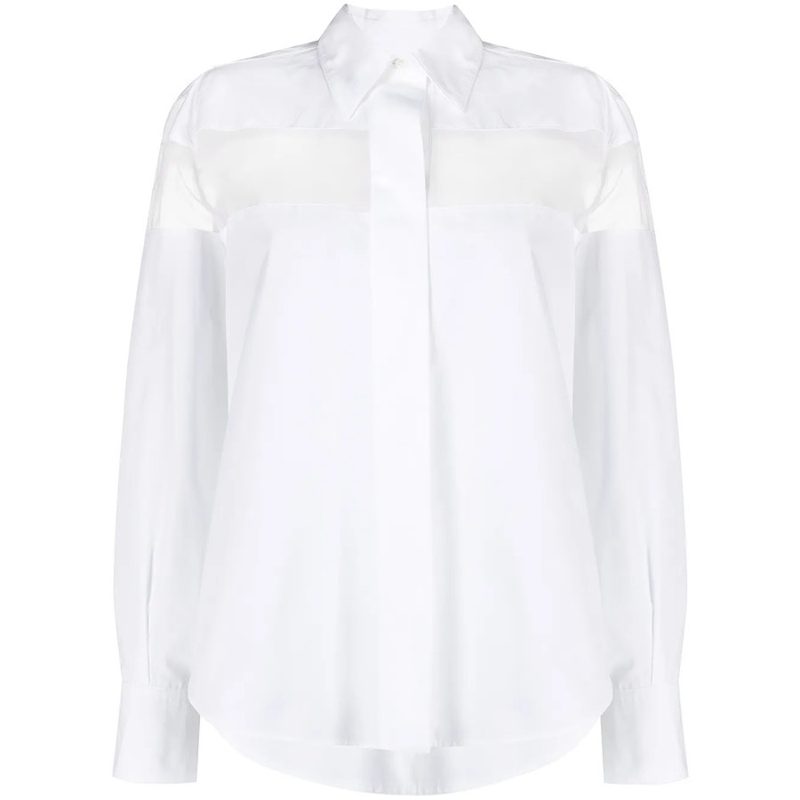 Garavani Garavani Sheer-Panel Long-Sleeve Shirt_White