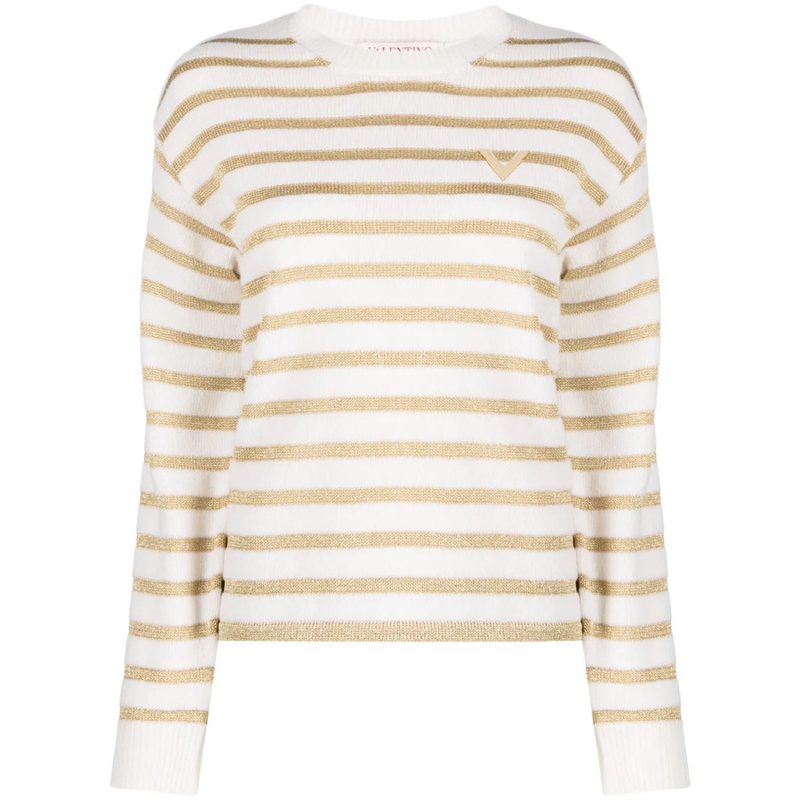 Garavani Garavani Striped Logo-Plaque Jumper_Multi-Color
