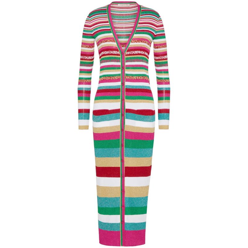 Garavani Stripes Lurex Cardigan_Pink