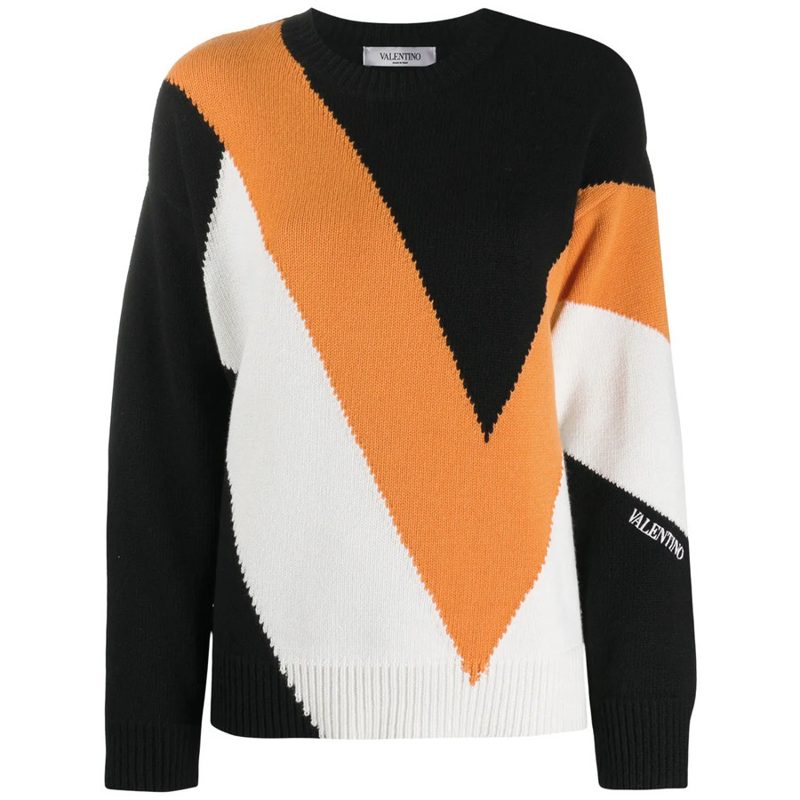 Garavani Intarsia Knit Jumper_Black