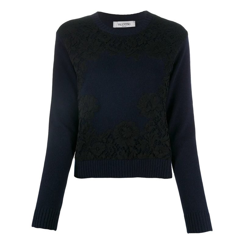 Garavani Garavani Lace OV[ERL]AY Jumper_Blue