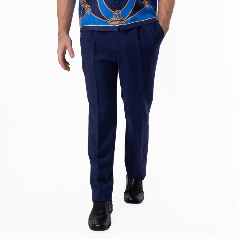 Mohair Wool Straight Tailored Trousers_Marine