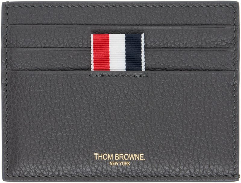 Gray Soft Pebble Grain Note Compartment Card Holder 262381M163000