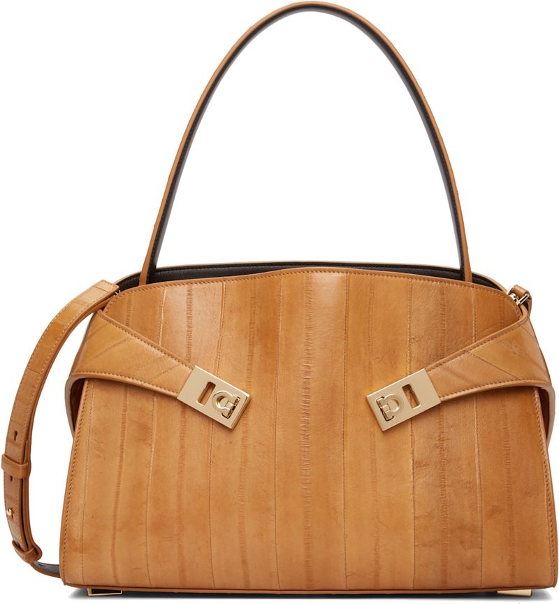 Tan M Hug Soft Bicolor Shoulder Bag 261270F046005