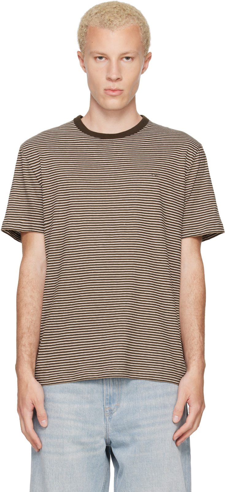 Brown Striped T-shirt 262252M213026