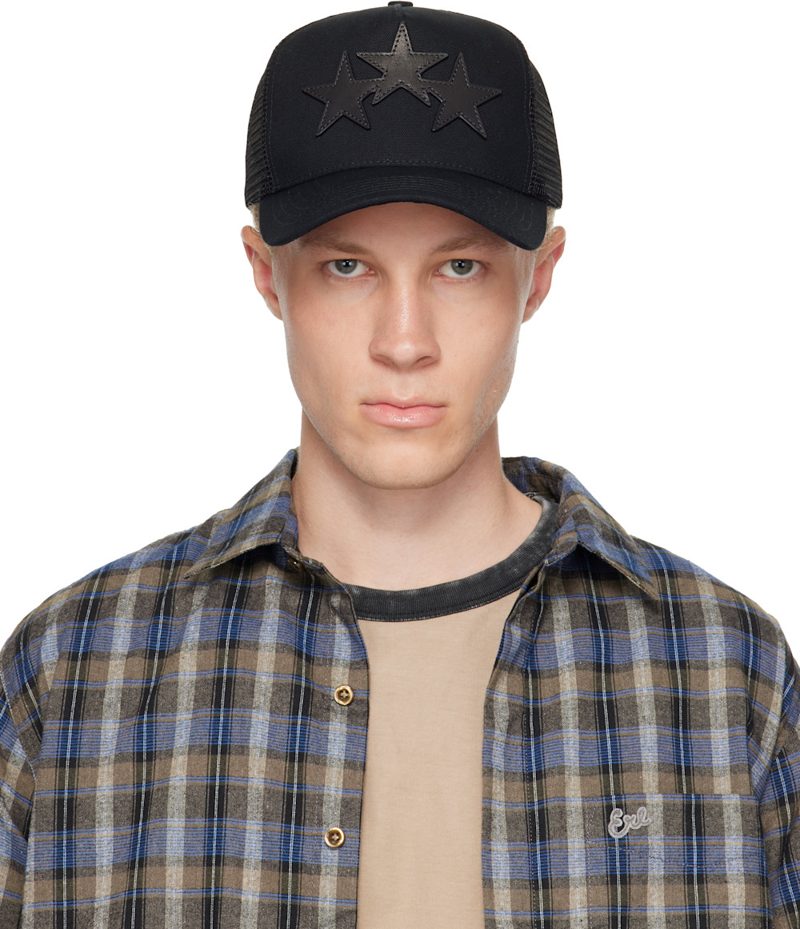 Black 3 Star Trucker Cap 262886M139001