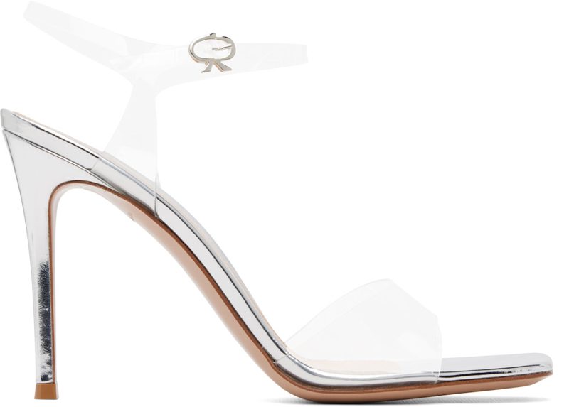 Transparent & Silver Cher Heeled Sandals 262090F125003