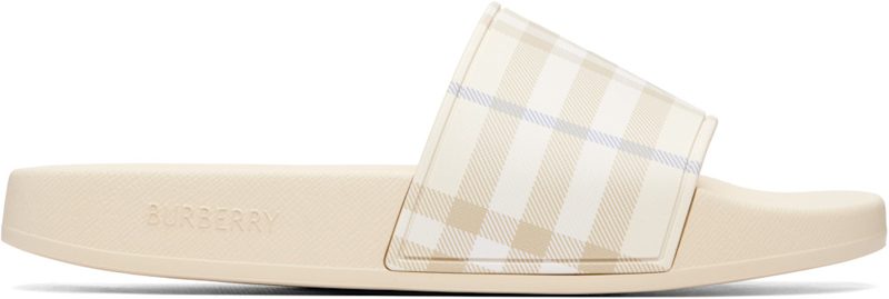 Beige Check Slides 262376F124006